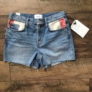Current Elliott Aficionado Denim Shorts NWT Canvas Panel Raw Hem